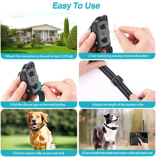 2 In 1 Wireless Electric Dog Fence Waterproof Pet Shock Boundary Containment System Electric Training Collar For Small Medium Large Dogs - DropOnline.co
