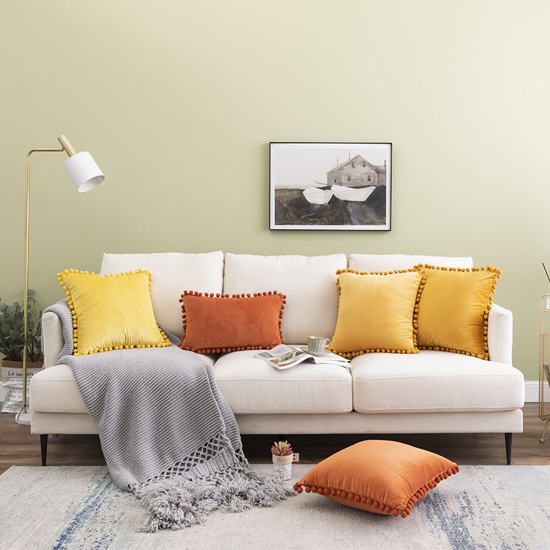 Fur ball velvet sofa cushion pillowcase - DropOnline.co