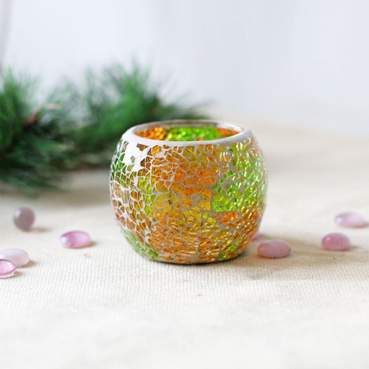 Mosaic Glass Candle Holder Tea Light Holder for Wedding Home Pub Decor - DropOnline.co