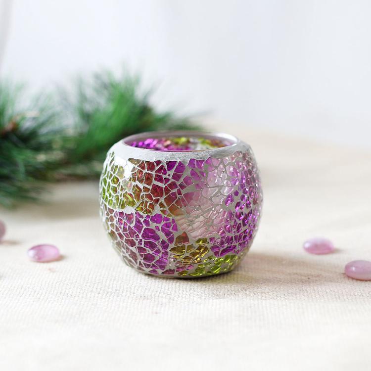 Mosaic Glass Candle Holder Tea Light Holder for Wedding Home Pub Decor - DropOnline.co