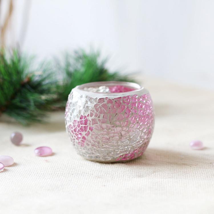 Mosaic Glass Candle Holder Tea Light Holder for Wedding Home Pub Decor - DropOnline.co