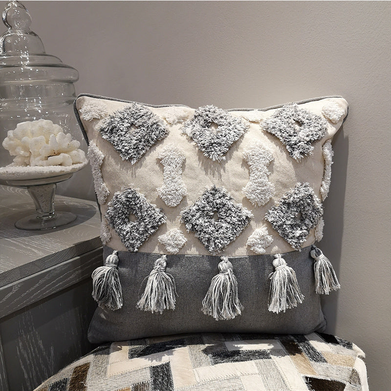India Original Pillow Moroccan Modern Minimalist Nordic Style Handmade Tassel Waist Pillow Cushion Cover - DropOnline.co