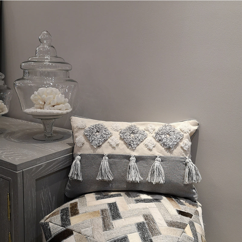 India Original Pillow Moroccan Modern Minimalist Nordic Style Handmade Tassel Waist Pillow Cushion Cover - DropOnline.co