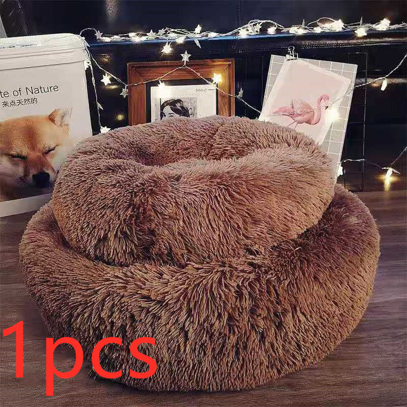Dog Beds For Small Dogs Round Plush Cat Litter Kennel Pet Nest Mat Puppy Beds - DropOnline.co