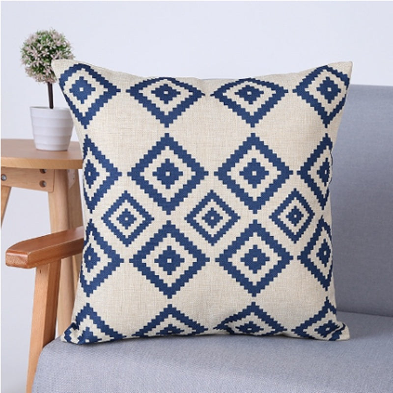 Linen Pillowcase Sofa Geometric Cushion Cover - DropOnline.co