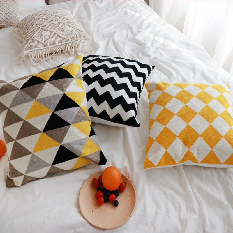 Geometric Embroidery Floral Sofa Art Throw Pillow American Living Room Cushion Cover - DropOnline.co