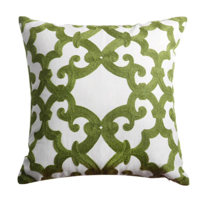 Geometric Embroidery Floral Sofa Art Throw Pillow American Living Room Cushion Cover - DropOnline.co