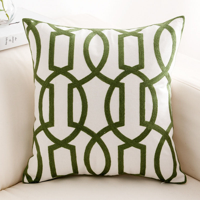 Geometric Embroidery Floral Sofa Art Throw Pillow American Living Room Cushion Cover - DropOnline.co