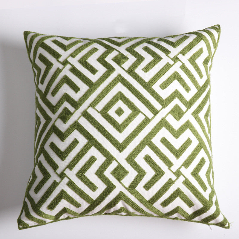 Geometric Embroidery Floral Sofa Art Throw Pillow American Living Room Cushion Cover - DropOnline.co