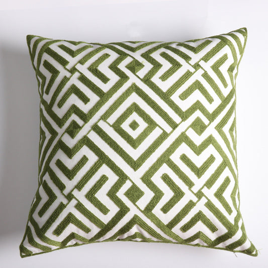 Geometric Embroidery Floral Sofa Art Throw Pillow American Living Room Cushion Cover - DropOnline.co