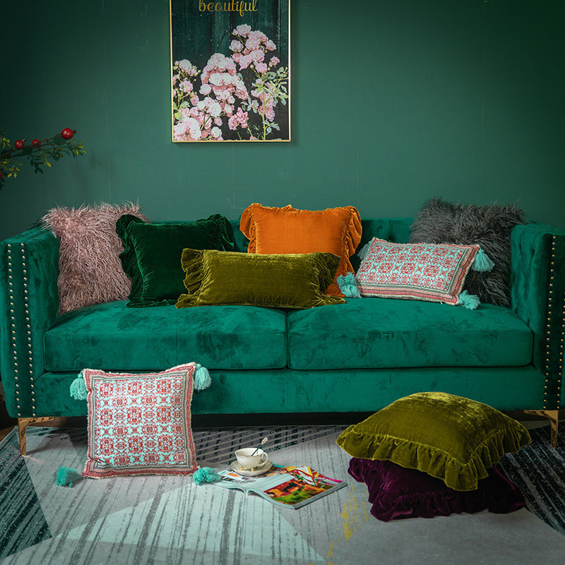 Cushion Lace Throw Pillow Solid Color Sofa Waist Pillow Bed Head Pillow Pillow Cover - DropOnline.co