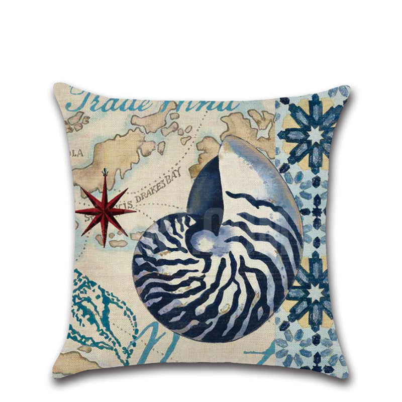 New Hand Painted Marine Coral Seahorse Starfish Linen print Pillowcase Cushion Cover - DropOnline.co