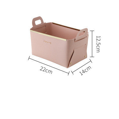 Nordic Desktop PU Leather Large Storage Box Folding Living Room Bedroom Sundries Jewelry Key Tray Decor Cosmetic Storage Baskets - DropOnline.co