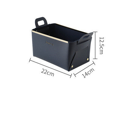 Nordic Desktop PU Leather Large Storage Box Folding Living Room Bedroom Sundries Jewelry Key Tray Decor Cosmetic Storage Baskets - DropOnline.co