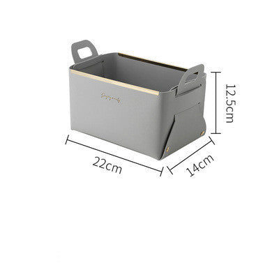 Nordic Desktop PU Leather Large Storage Box Folding Living Room Bedroom Sundries Jewelry Key Tray Decor Cosmetic Storage Baskets - DropOnline.co