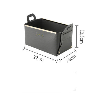 Nordic Desktop PU Leather Large Storage Box Folding Living Room Bedroom Sundries Jewelry Key Tray Decor Cosmetic Storage Baskets - DropOnline.co