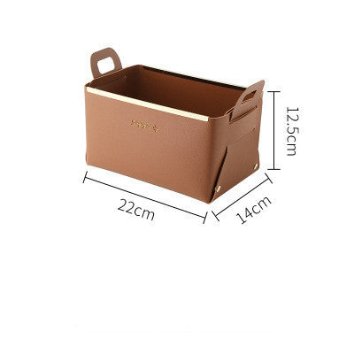 Nordic Desktop PU Leather Large Storage Box Folding Living Room Bedroom Sundries Jewelry Key Tray Decor Cosmetic Storage Baskets - DropOnline.co