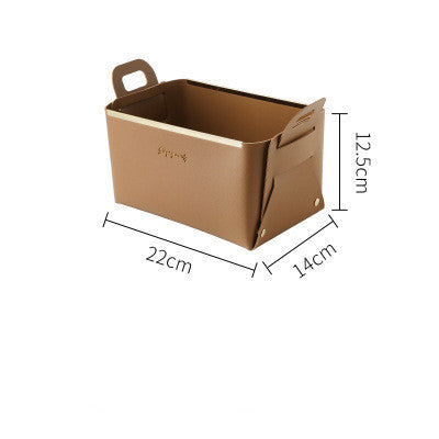 Nordic Desktop PU Leather Large Storage Box Folding Living Room Bedroom Sundries Jewelry Key Tray Decor Cosmetic Storage Baskets - DropOnline.co