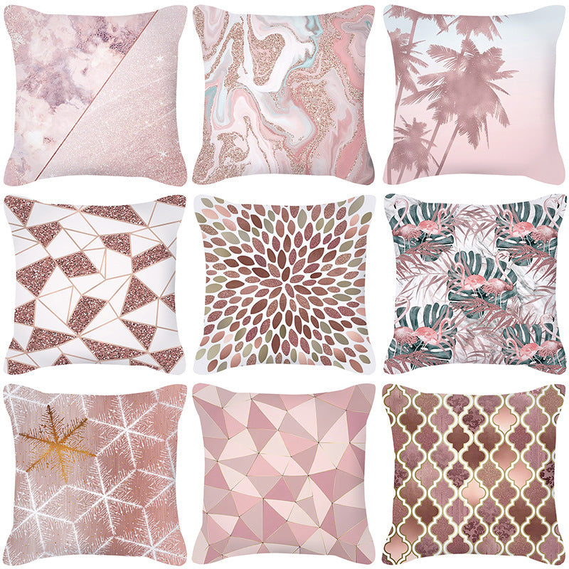 Nordic Style Rose Gold Pink Geometric Square Pillow Cushion Cover - DropOnline.co