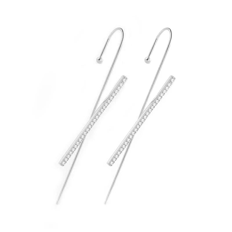 Glistening Ear Wrap Crawler Zircon Earrings Piercing Earrings Premium Earrings - DropOnline.co