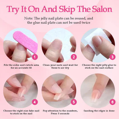 GGddsha 2025 Long Nail Designs Reusable PMMA AcrylicBaroque Glass Style Press-on Nails With Box Gifts ForWomen,Mosaic Mirage - DropOnline.co