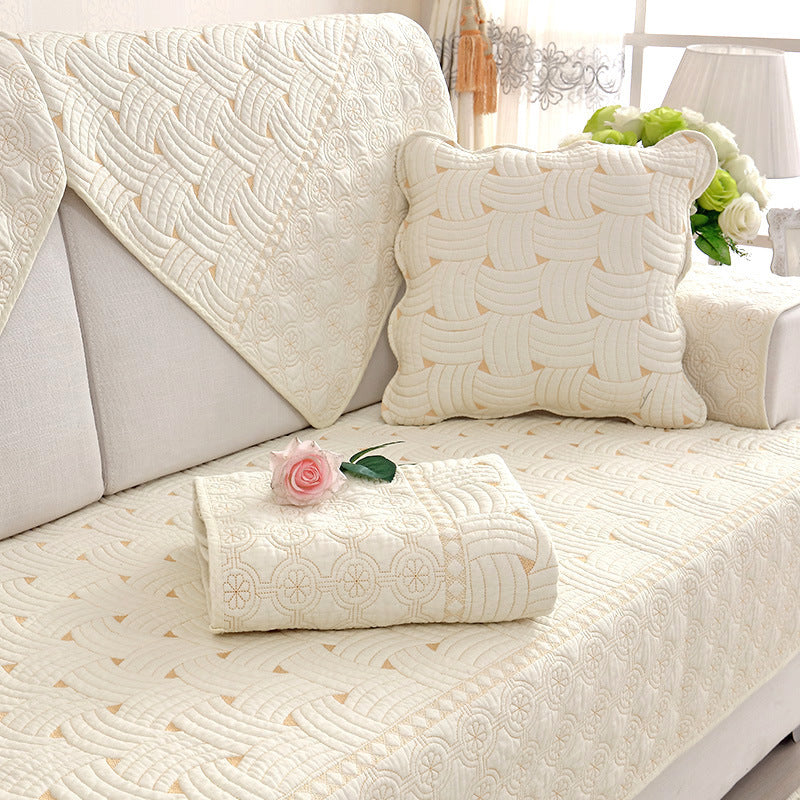 Pure Cotton Sofa Cushion Four Seasons General Fabric Cotton Non-slip Cushion Sofa Back Towel Nordic Simple Sofa Cover - DropOnline.co