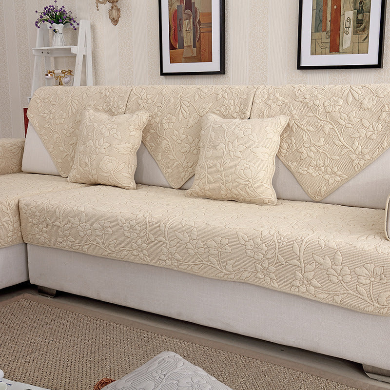 Pure Cotton Sofa Cushion Four Seasons General Fabric Cotton Non-slip Cushion Sofa Back Towel Nordic Simple Sofa Cover - DropOnline.co