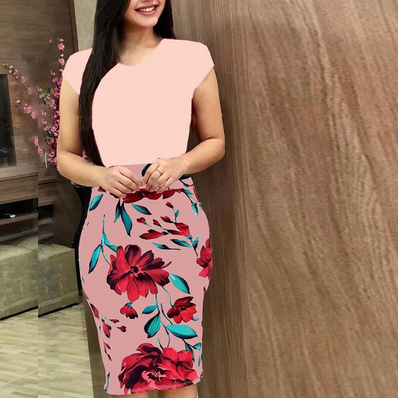 Printed Office Midi Pencil Dress Large Women Dress - DropOnline.co