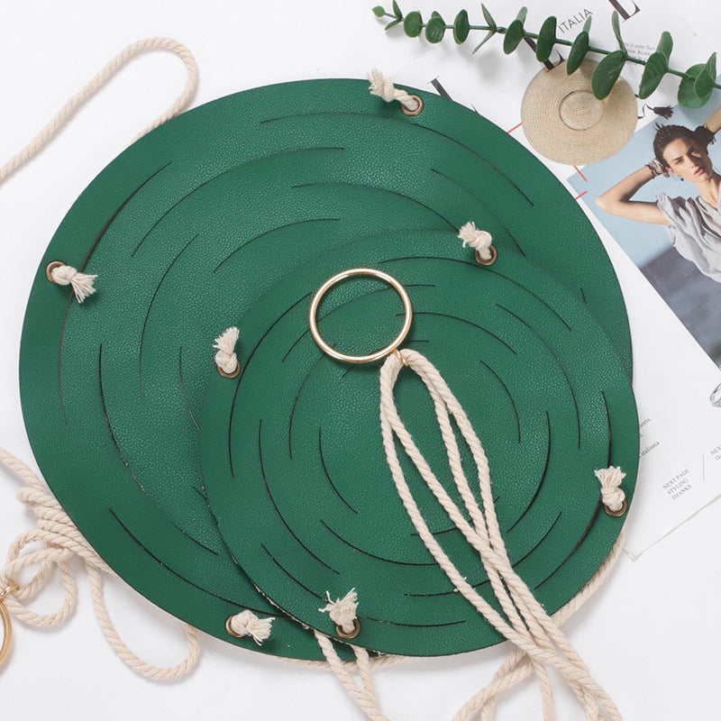 Leather Hanger Basket Macrame Wall Hanging Planter Shelf Decorative Flower Pot Holder Boho Home Decor for Small Plants - DropOnline.co