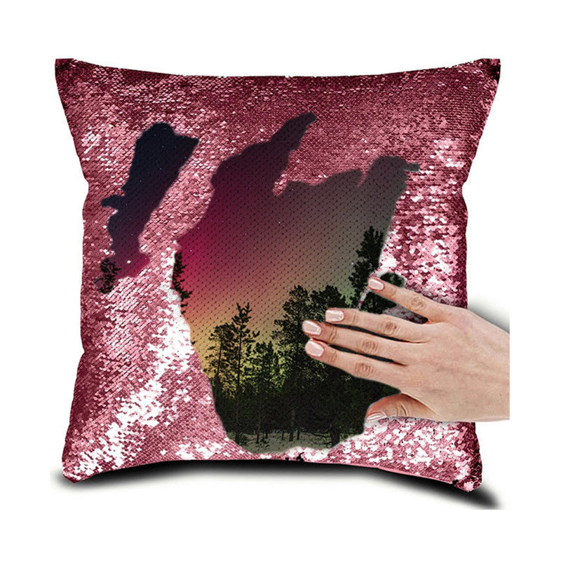 Personalised Photo Your Name Or Text Decorative Sequin Pillow Cushion Cover Reveal Magic Gift Mother Of The Bride Groom 16*16" - DropOnline.co