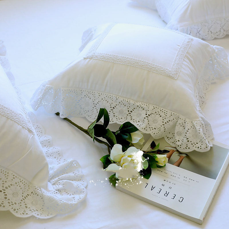 Top Luxury Khaki European Embroidery Cushion Cover Big Ruffle Lace Wrinkle Pillow Cover Cake Layers Princess Bedding Pillowcase - DropOnline.co