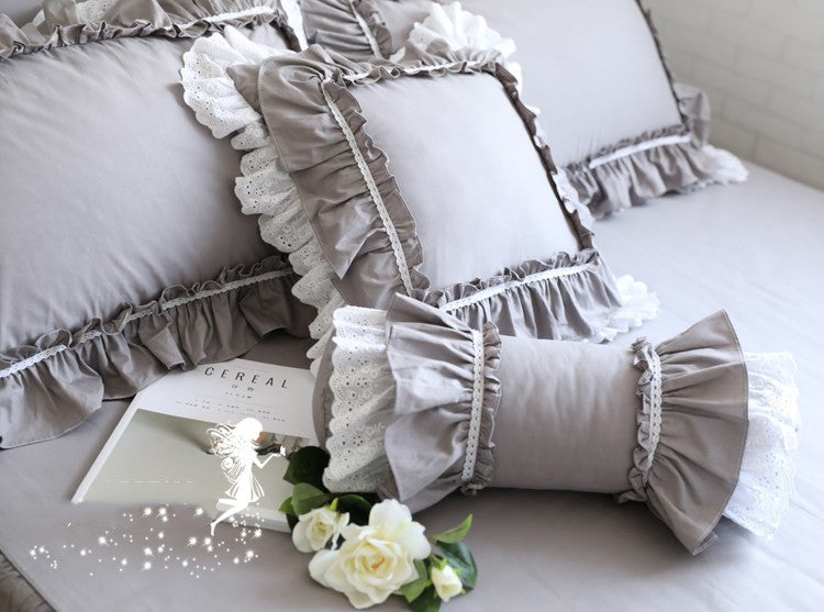 Top Luxury Khaki European Embroidery Cushion Cover Big Ruffle Lace Wrinkle Pillow Cover Cake Layers Princess Bedding Pillowcase - DropOnline.co