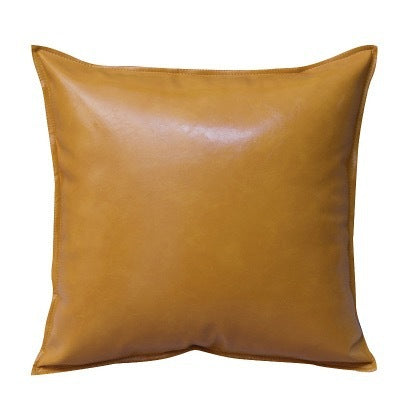 Pu Oil Wax Leather Cushion Cover Solid Color Luxury Simulation Leather Sofa Cushion Pillowcase - DropOnline.co