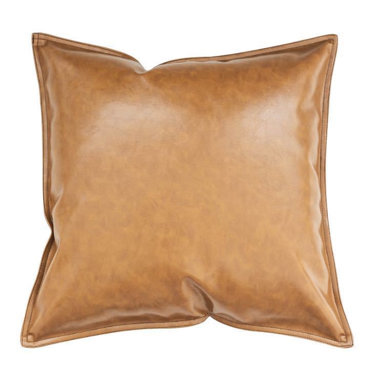 Pu Oil Wax Leather Cushion Cover Solid Color Luxury Simulation Leather Sofa Cushion Pillowcase - DropOnline.co
