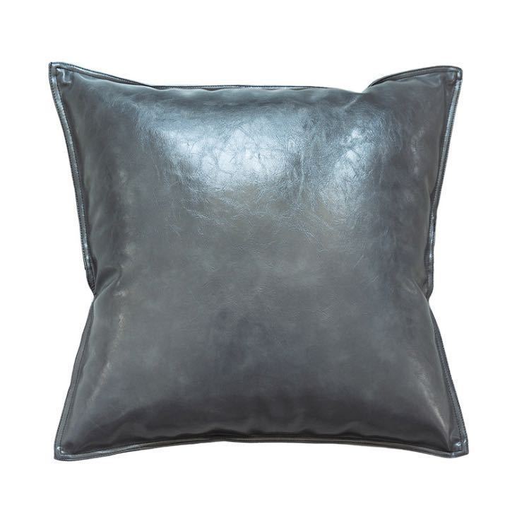 Pu Oil Wax Leather Cushion Cover Solid Color Luxury Simulation Leather Sofa Cushion Pillowcase - DropOnline.co