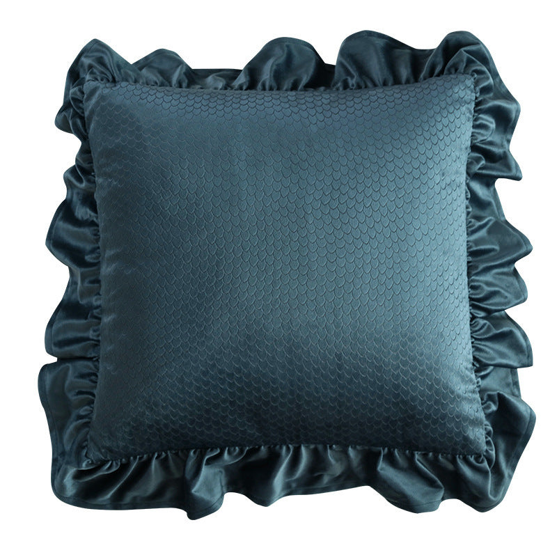 Jacquard Ruffle Cushion Cover Velvet Sofa Cushion Pillow Cover - DropOnline.co