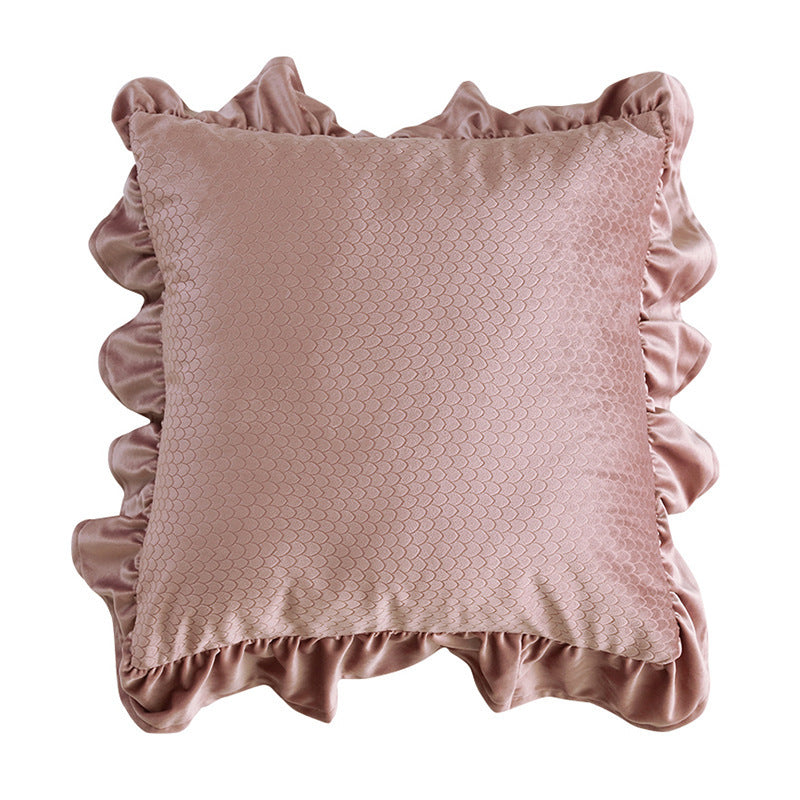 Jacquard Ruffle Cushion Cover Velvet Sofa Cushion Pillow Cover - DropOnline.co
