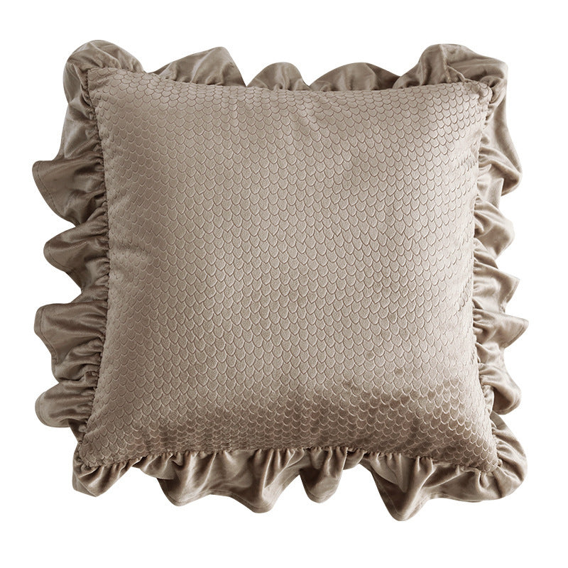 Jacquard Ruffle Cushion Cover Velvet Sofa Cushion Pillow Cover - DropOnline.co