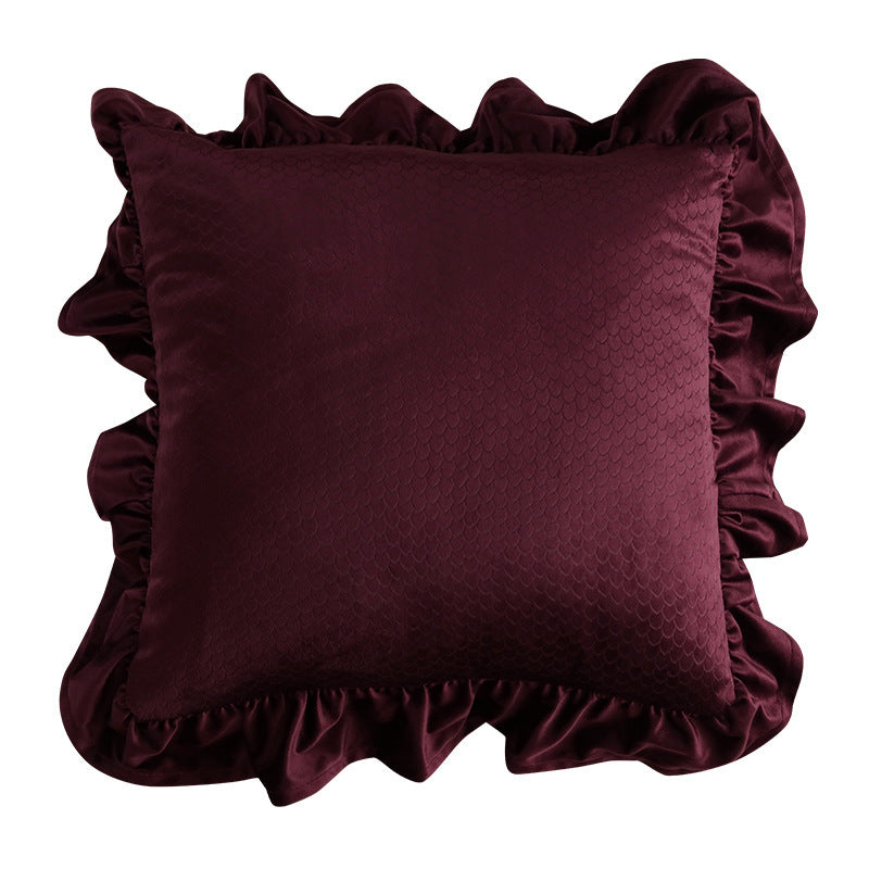 Jacquard Ruffle Cushion Cover Velvet Sofa Cushion Pillow Cover - DropOnline.co