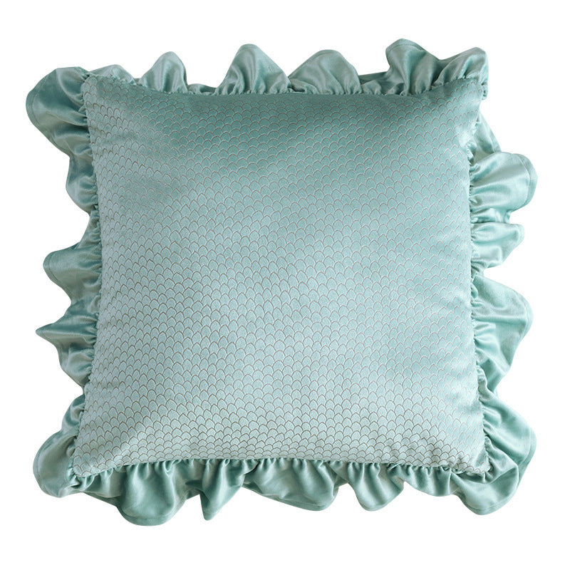 Jacquard Ruffle Cushion Cover Velvet Sofa Cushion Pillow Cover - DropOnline.co
