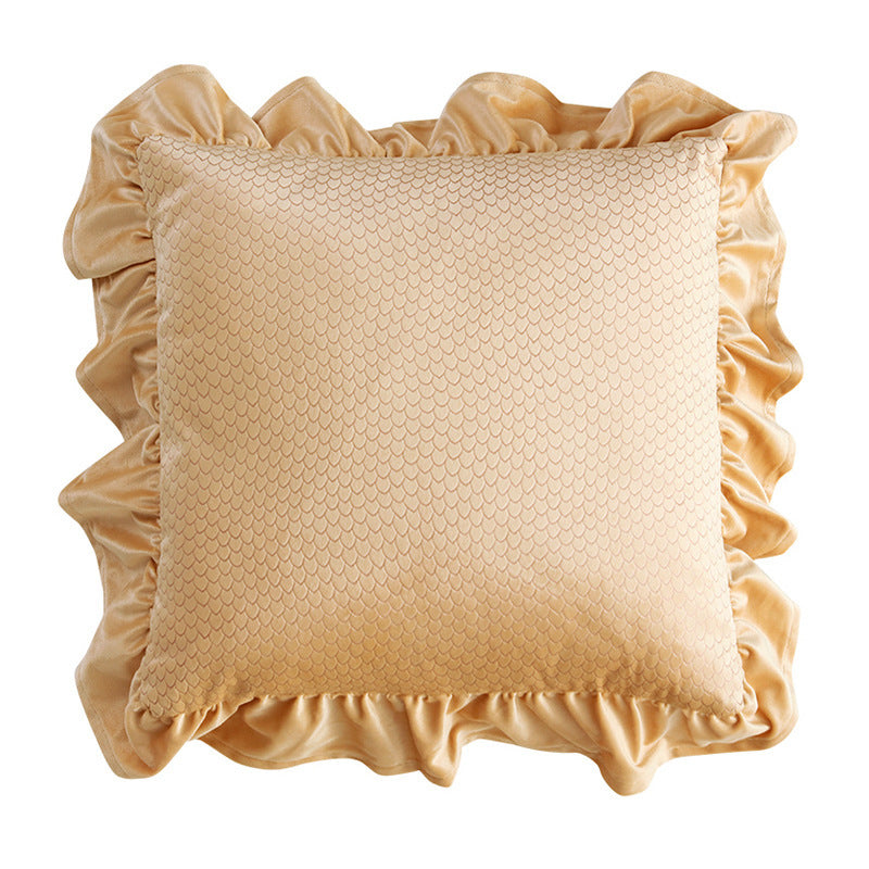 Jacquard Ruffle Cushion Cover Velvet Sofa Cushion Pillow Cover - DropOnline.co