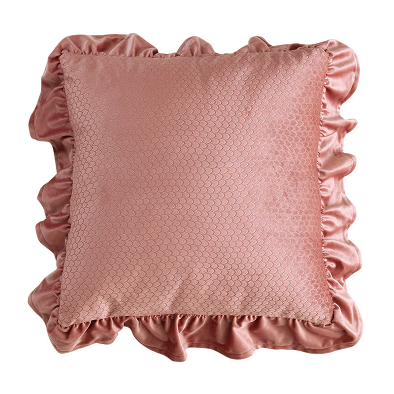 Jacquard Ruffle Cushion Cover Velvet Sofa Cushion Pillow Cover - DropOnline.co