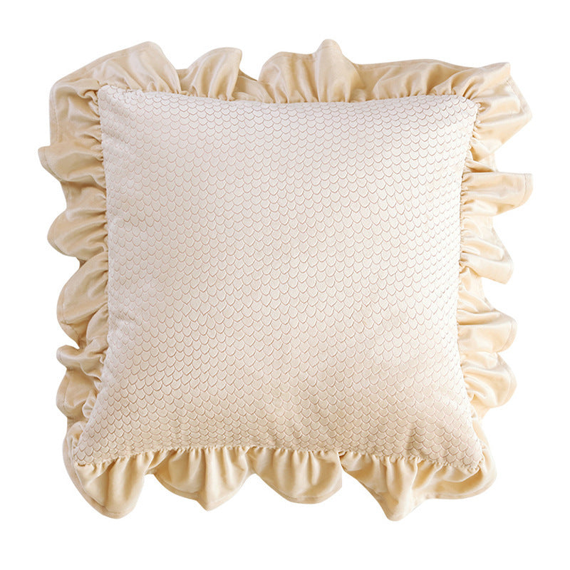 Jacquard Ruffle Cushion Cover Velvet Sofa Cushion Pillow Cover - DropOnline.co