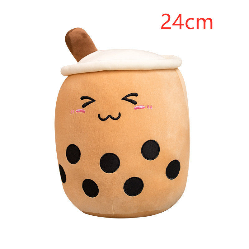 Boba Tea Plush Toy - Cute Strawberry Milk Tea Stuffed Animal Pillow Cushion for Kids - DropOnline.co