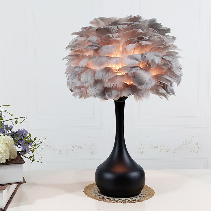 Luxury Feather Table Lamp Bedroom Bedside Light Nordic Ins Touch Dimming Desk Lights for Living Room Study Room Decor Lighting - DropOnline.co
