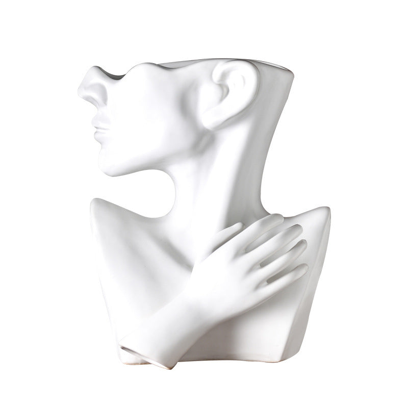 Modern Nordic Style Creative Portrait Vase Human Head Flower Vases Decorative Ornaments Resin Home Flowers Art Decor - DropOnline.co