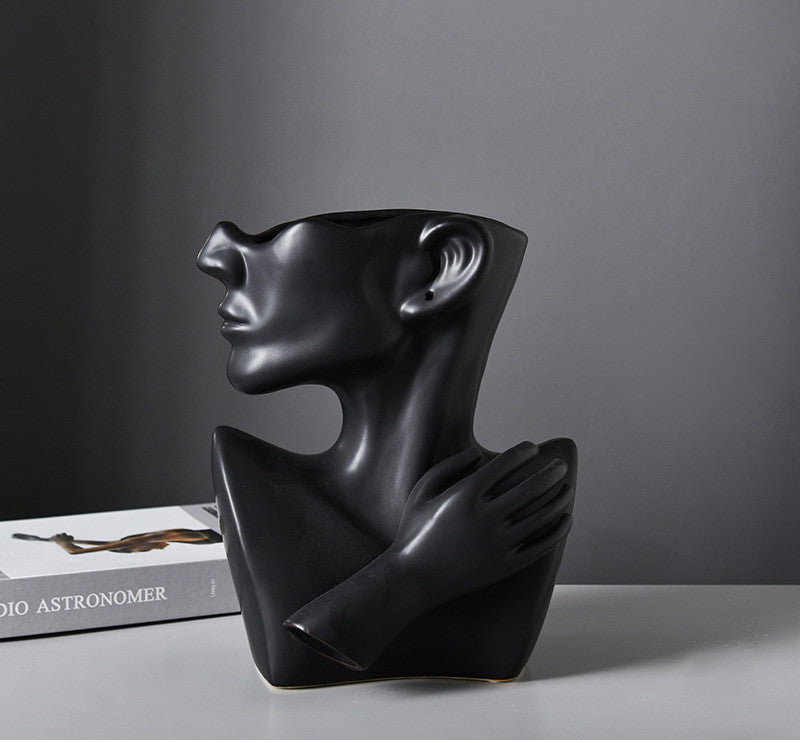Modern Nordic Style Creative Portrait Vase Human Head Flower Vases Decorative Ornaments Resin Home Flowers Art Decor - DropOnline.co