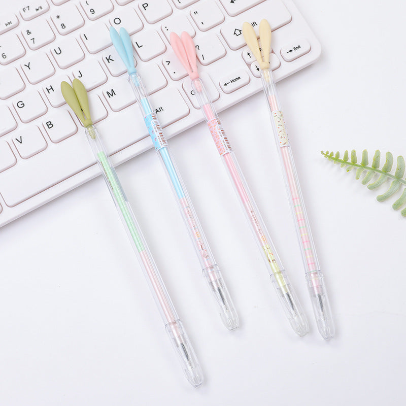 Cute Cartoon Small Fresh Luminous Rabbit Long Ears Signature Pen with Dust Plug Gel Pen, High-quality Pen - DropOnline.co