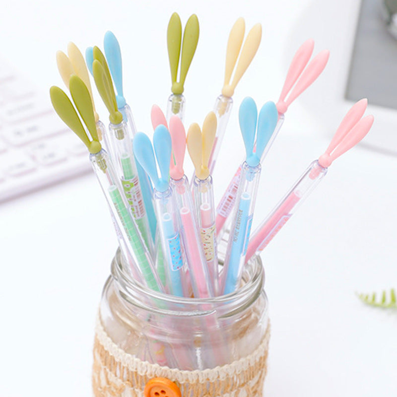 Cute Cartoon Small Fresh Luminous Rabbit Long Ears Signature Pen with Dust Plug Gel Pen, High-quality Pen - DropOnline.co