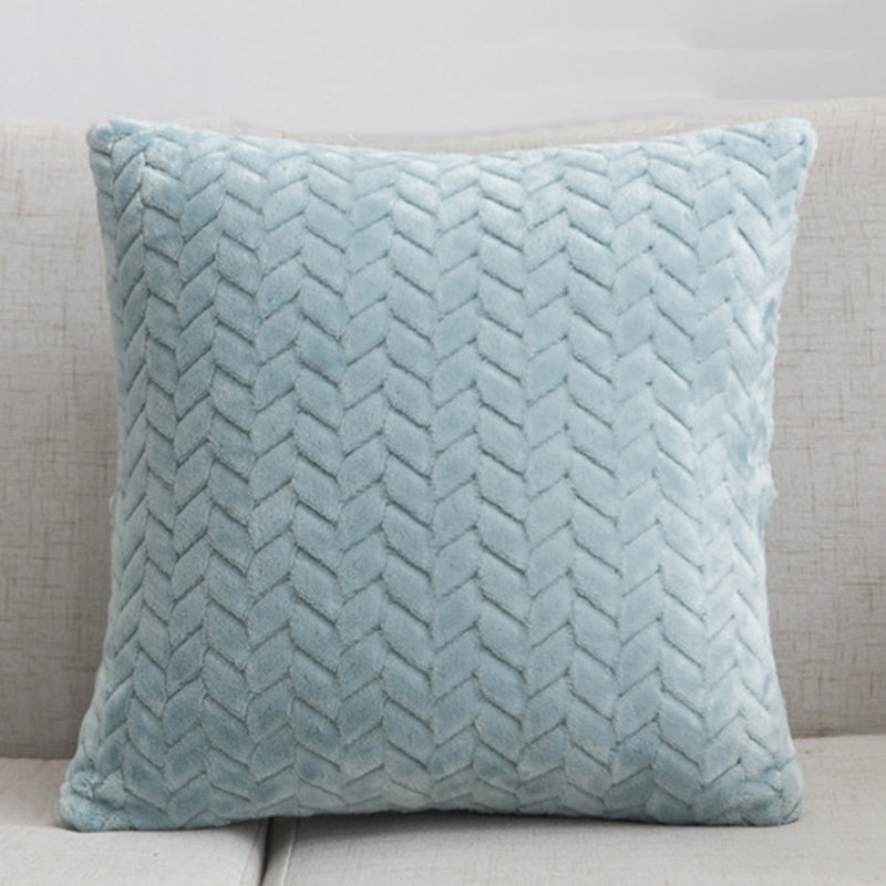 Flannel Solid Color Throw Pillow Sofa Cover Cushion Cover Nordic Style Simple Style - DropOnline.co